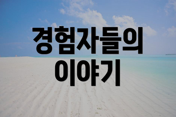 경험자들의 이야기