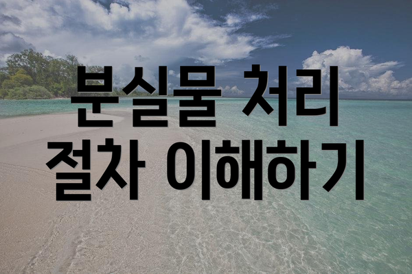 분실물 처리 절차 이해하기