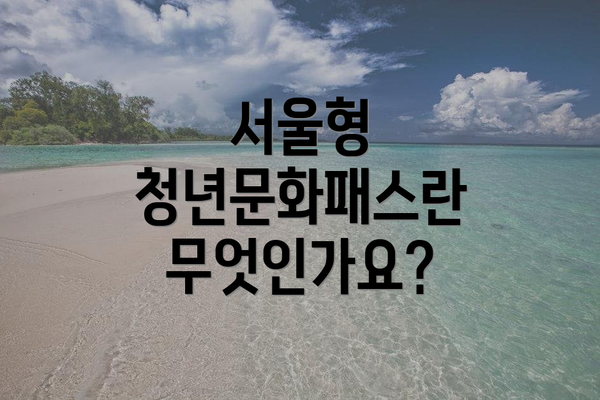 서울형 청년문화패스란 무엇인가요?