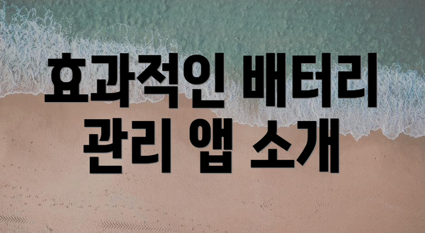효과적인 배터리 관리 앱 소개