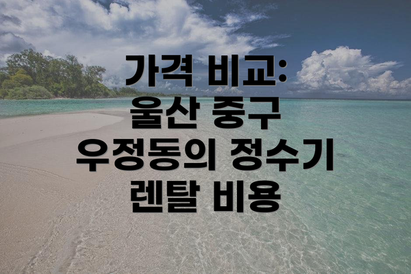 가격 비교: 울산 중구 우정동의 정수기 렌탈 비용