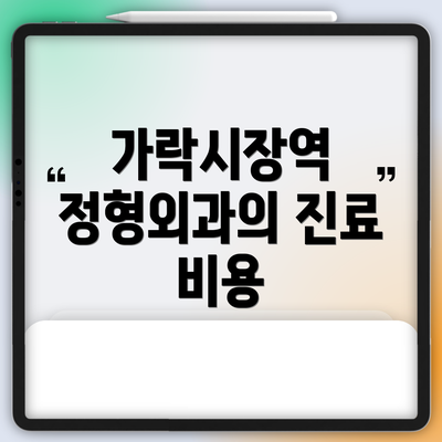 가락시장역 정형외과의 진료 비용