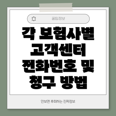각 보험사별 고객센터 전화번호 및 청구 방법