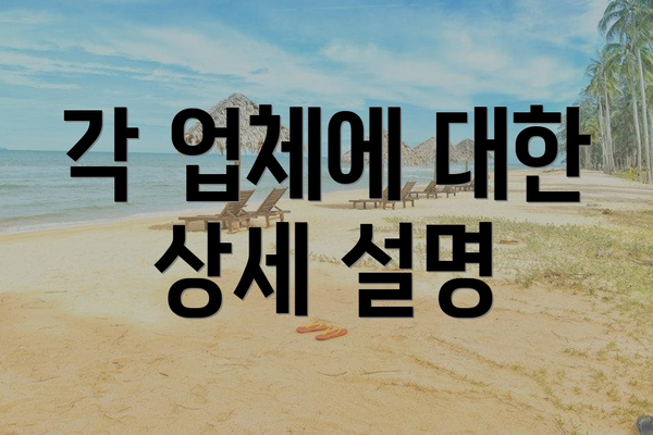 각 업체에 대한 상세 설명