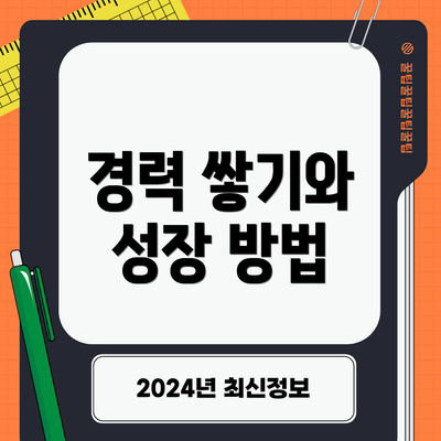 경력 쌓기와 성장 방법