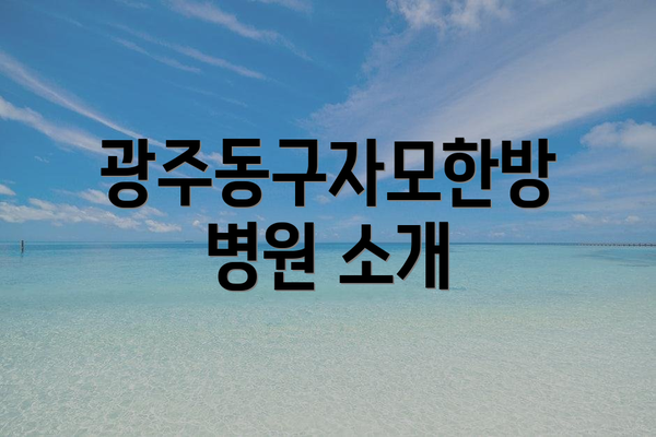 광주동구자모한방병원 소개
