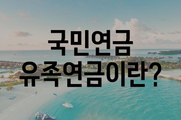 국민연금 유족연금이란?