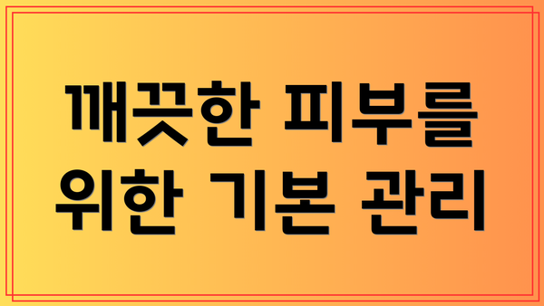 깨끗한 피부를 위한 기본 관리