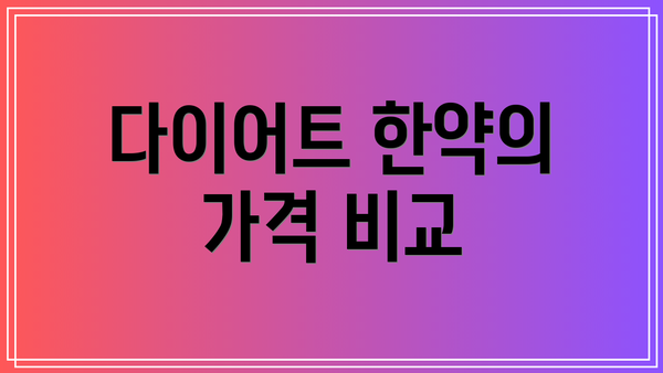 다이어트 한약의 가격 비교