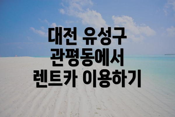 대전 유성구 관평동에서 렌트카 이용하기