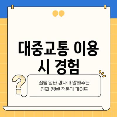 대중교통 이용 시 경험