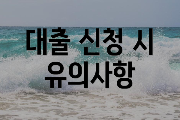 대출 신청 시 유의사항