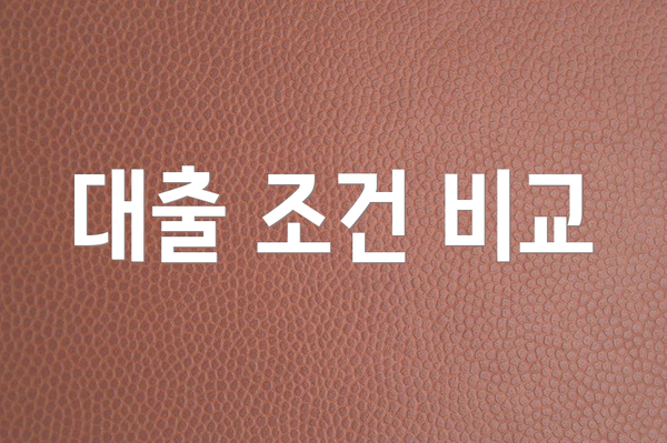 대출 조건 비교
