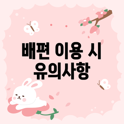배편 이용 시 유의사항