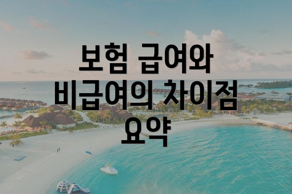 보험 급여와 비급여의 차이점 요약