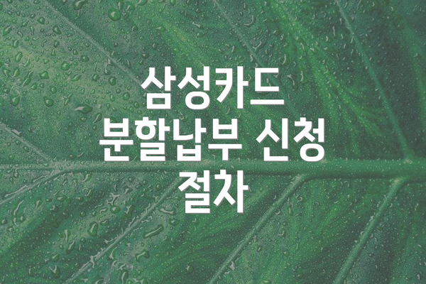 삼성카드 분할납부 신청 절차
