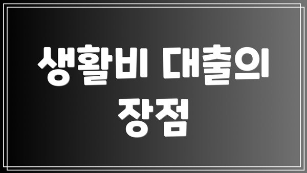 생활비 대출의 장점