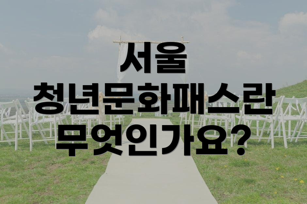 서울 청년문화패스란 무엇인가요?