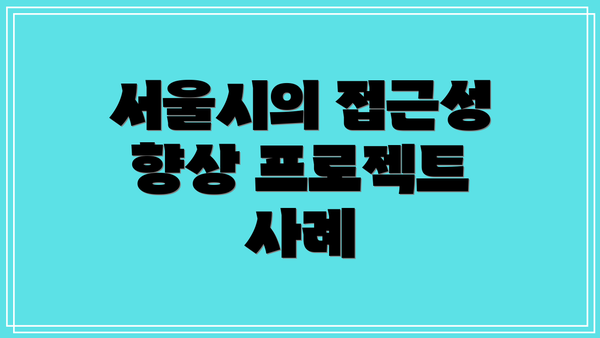 서울시의 접근성 향상 프로젝트 사례