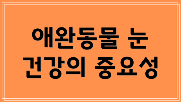 애완동물 눈 건강의 중요성