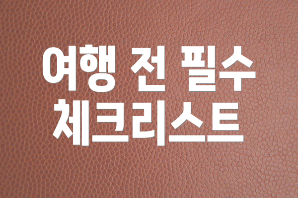 여행 전 필수 체크리스트