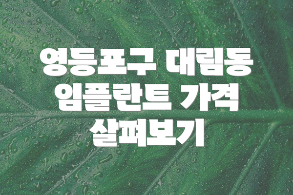 영등포구 대림동 임플란트 가격 살펴보기