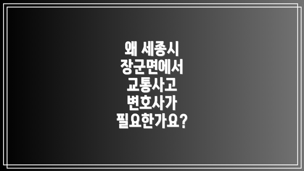 왜 세종시 장군면에서 교통사고 변호사가 필요한가요?