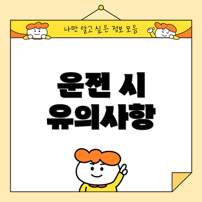 운전 시 유의사항
