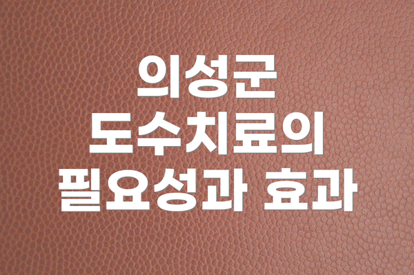 의성군 도수치료의 필요성과 효과