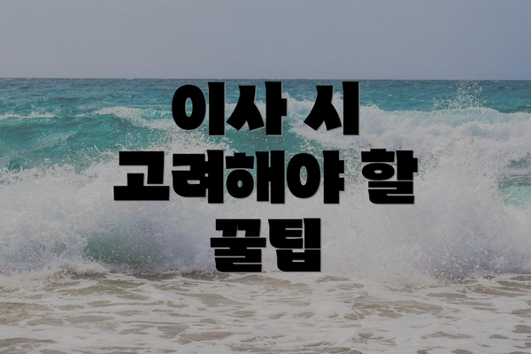 이사 시 고려해야 할 꿀팁
