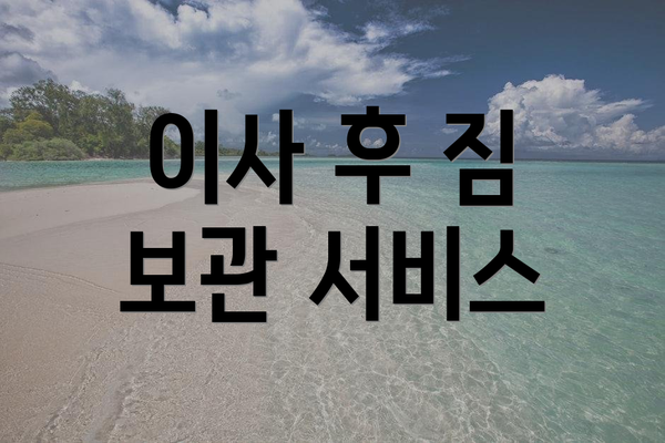 이사 후 짐 보관 서비스