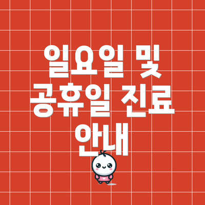 일요일 및 공휴일 진료 안내