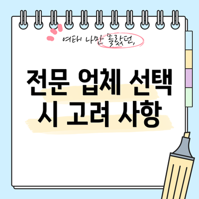 전문 업체 선택 시 고려 사항