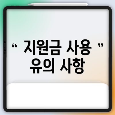 지원금 사용 유의 사항