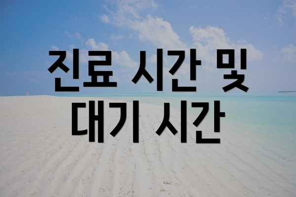 진료 시간 및 대기 시간