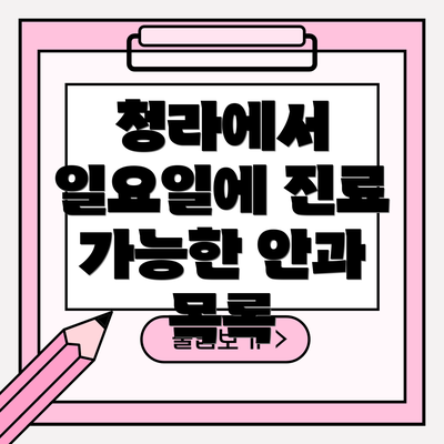 청라에서 일요일에 진료 가능한 안과 목록