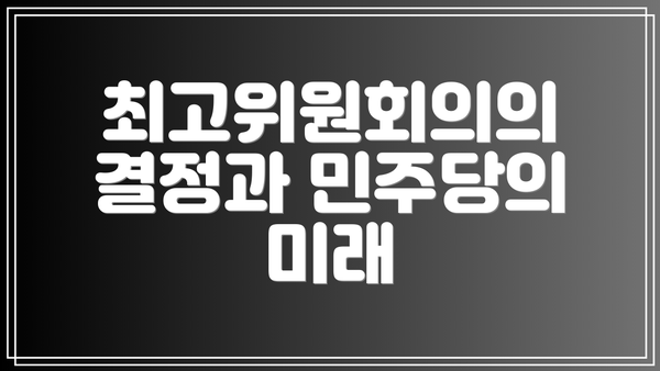 최고위원회의의 결정과 민주당의 미래