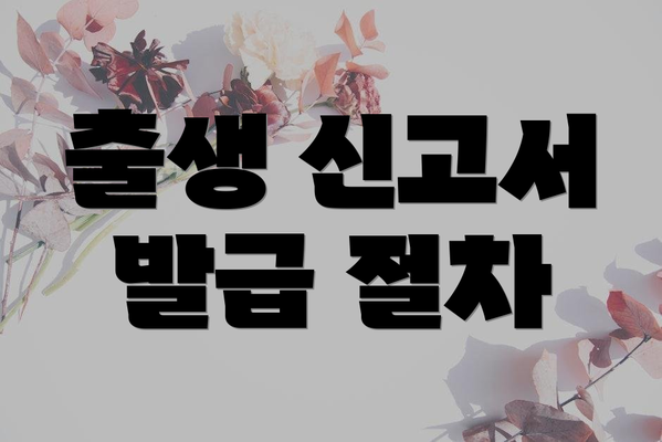 출생 신고서 발급 절차