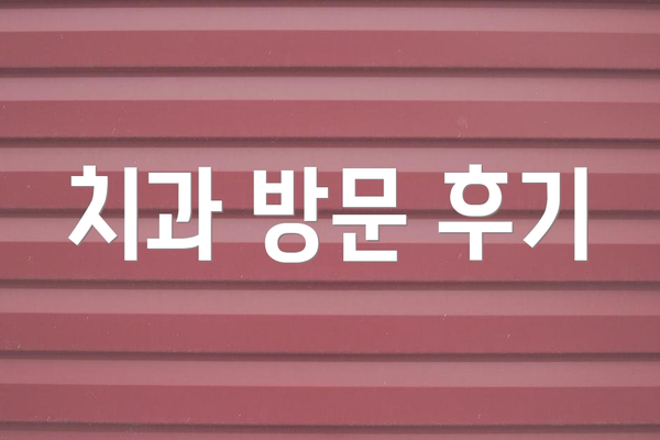 치과 방문 후기