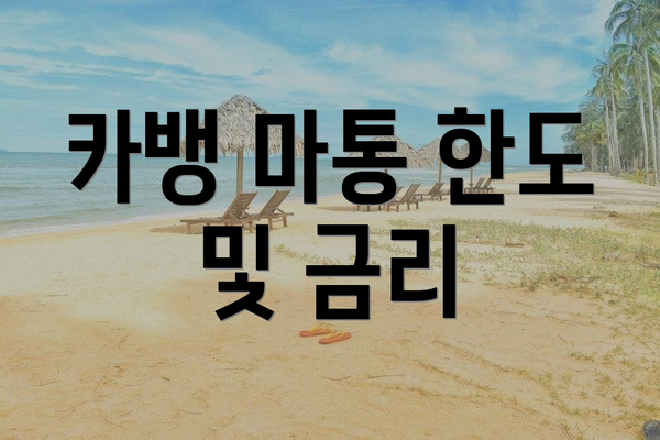 카뱅 마통 한도 및 금리