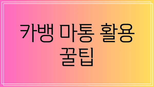 카뱅 마통 활용 꿀팁