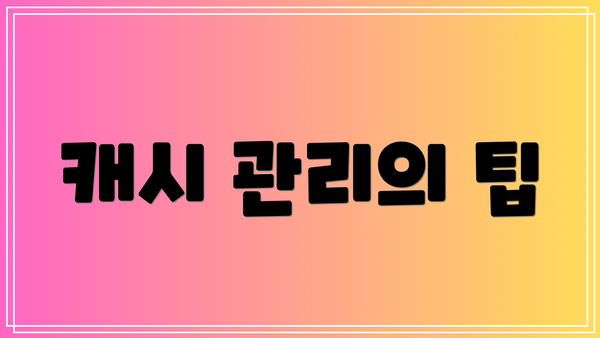 캐시 관리의 팁