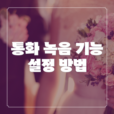 통화 녹음 기능 설정 방법