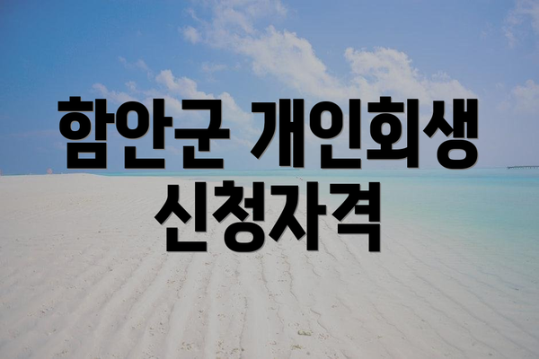 함안군 개인회생 신청자격