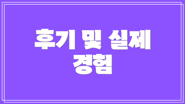 후기 및 실제 경험