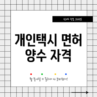 개인택시 면허 양수 자격