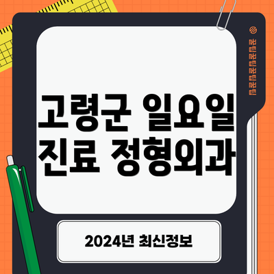 고령군 일요일 진료 정형외과