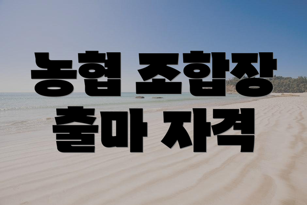 농협 조합장 출마 자격