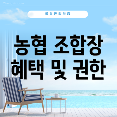 농협 조합장 혜택 및 권한