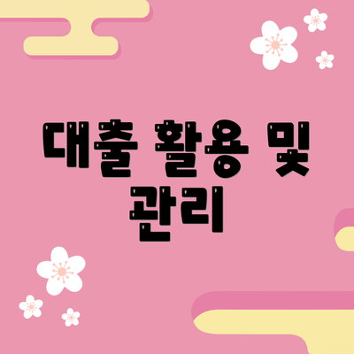 대출 활용 및 관리